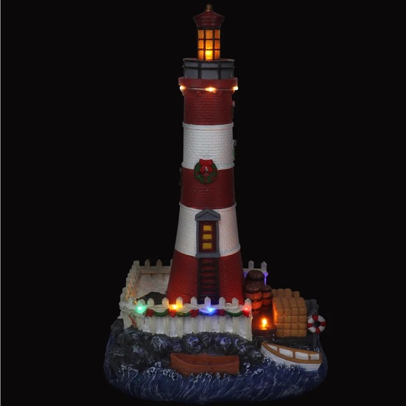 Top Treasures Christmas Village Light House Pre-lit Musical Frgurine NIB - Picture 5 of 7